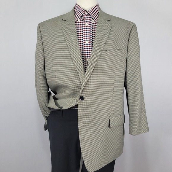 Michael‎ Kors Men's Sport Coat Blazer Two Button Houndstooth Poly Blend 48S